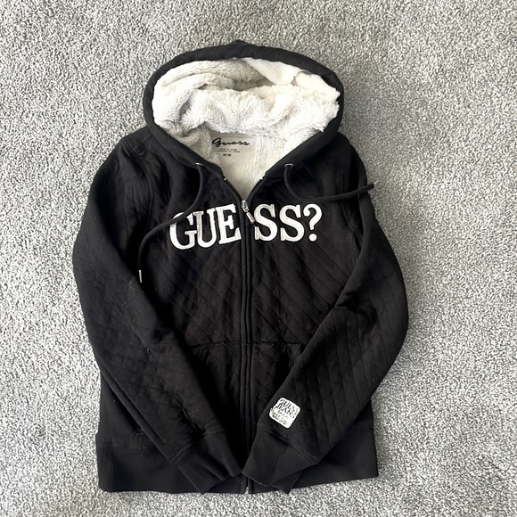 Womens fuzzy lined guess zip hoodie - Picture 1 of 4